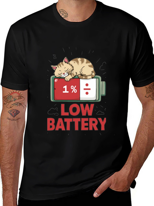 Low Battery Cat T-Shirt - Funny Sleepy Cat Tee
