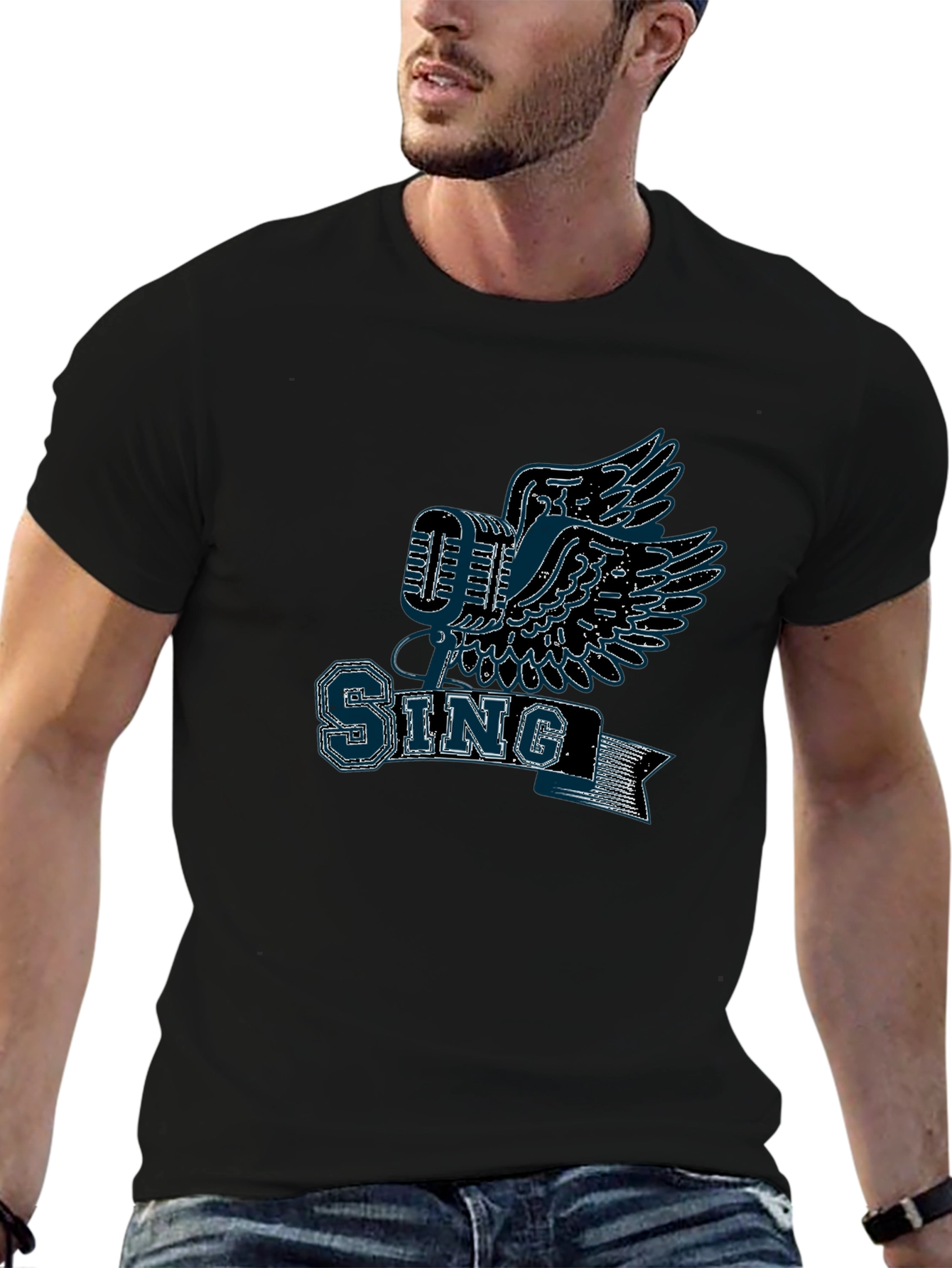 Sing Graphic T-Shirt - Flying Microphone Design