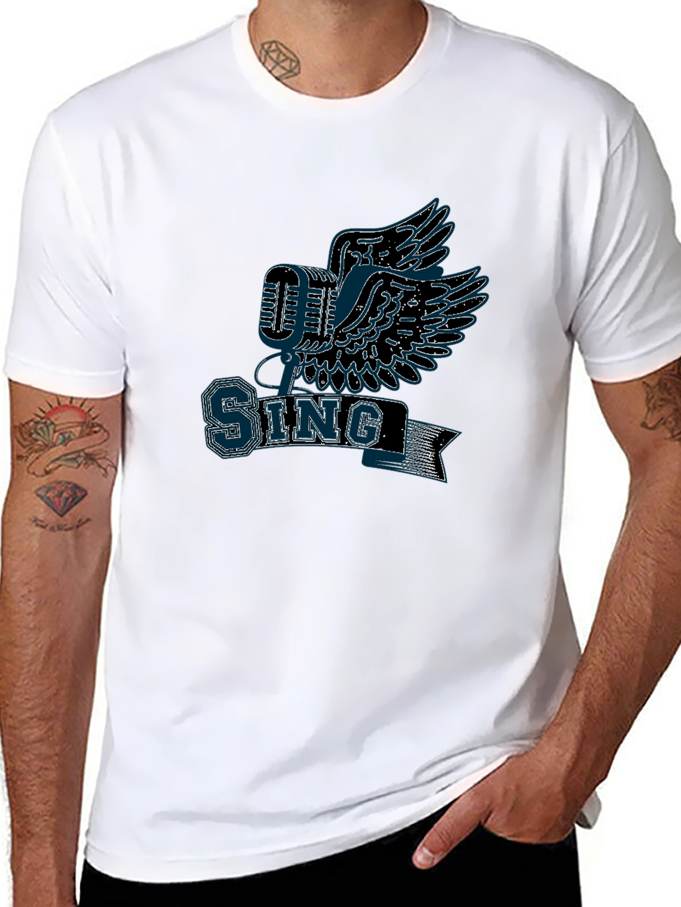 Sing Graphic T-Shirt - Flying Microphone Design