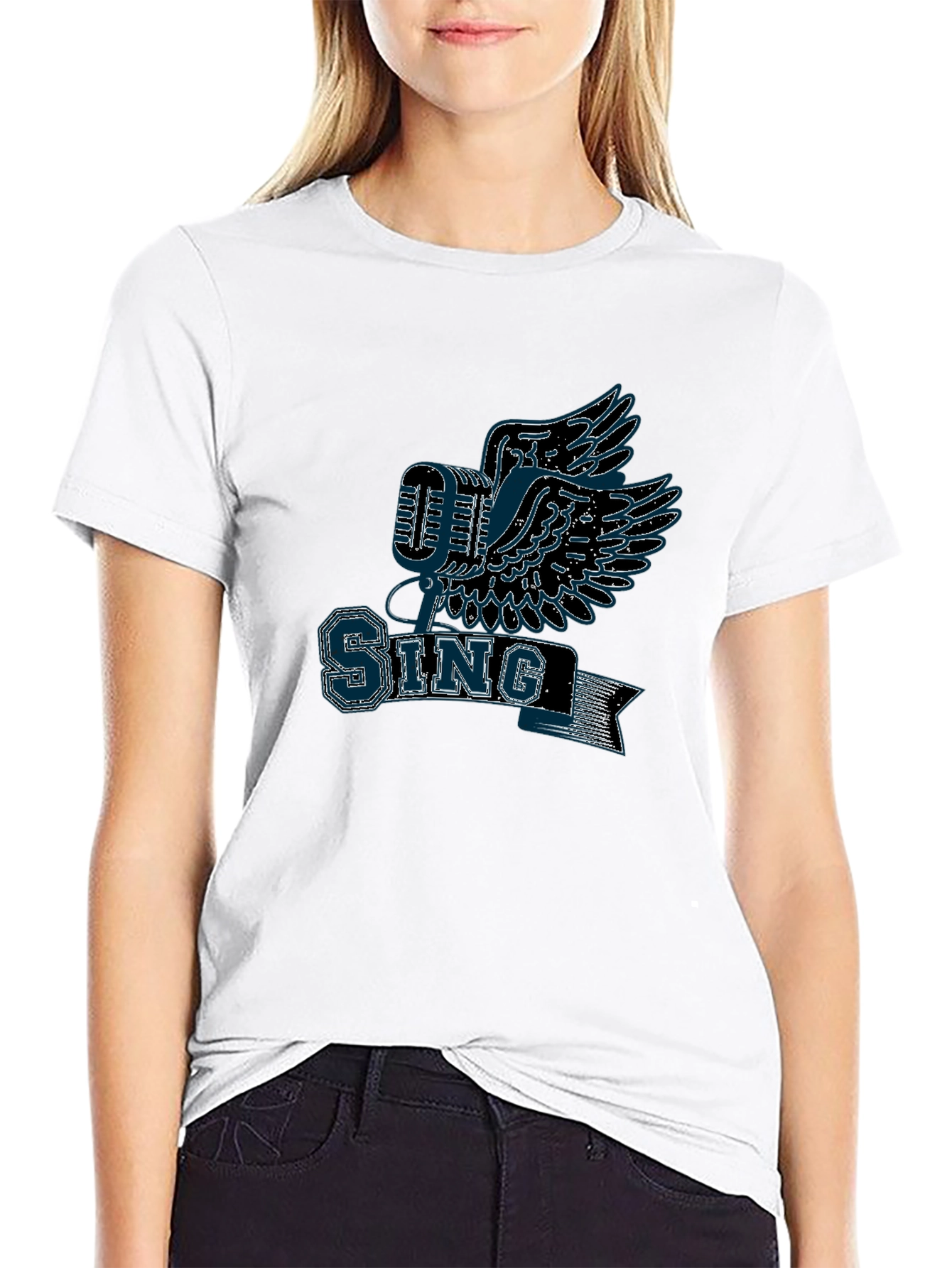 Sing Graphic T-Shirt - Flying Microphone Design