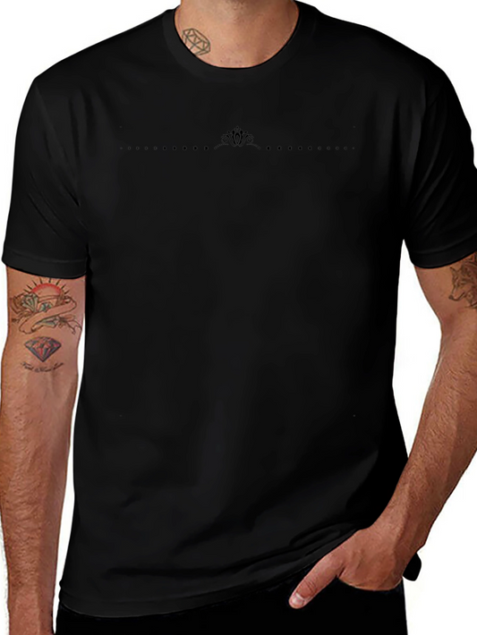Mens Black Crew Neck Tee with Subtle Graphic