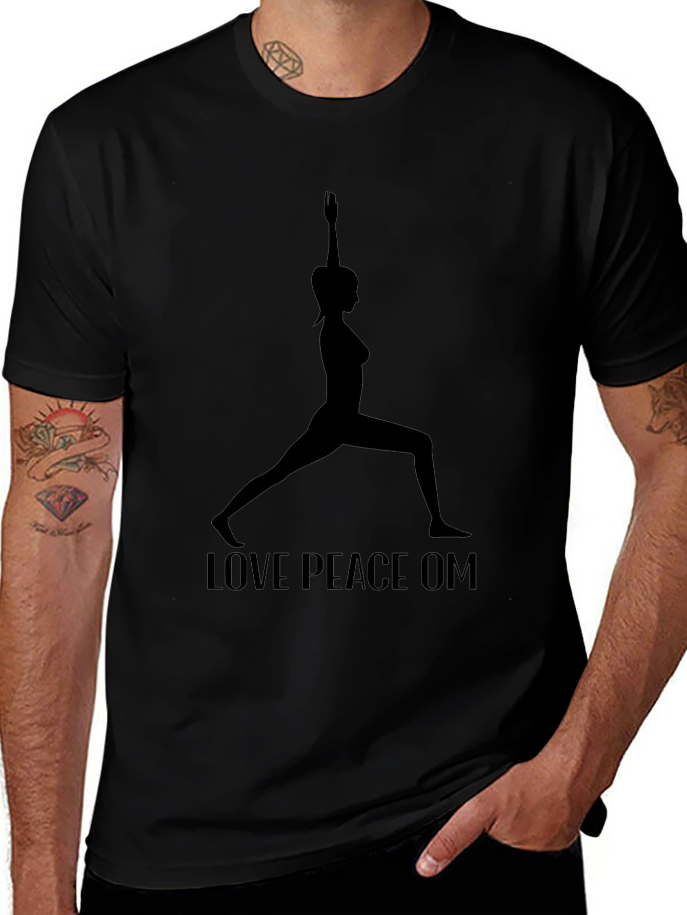 Yoga Silhouette T-Shirt - Love Peace Om