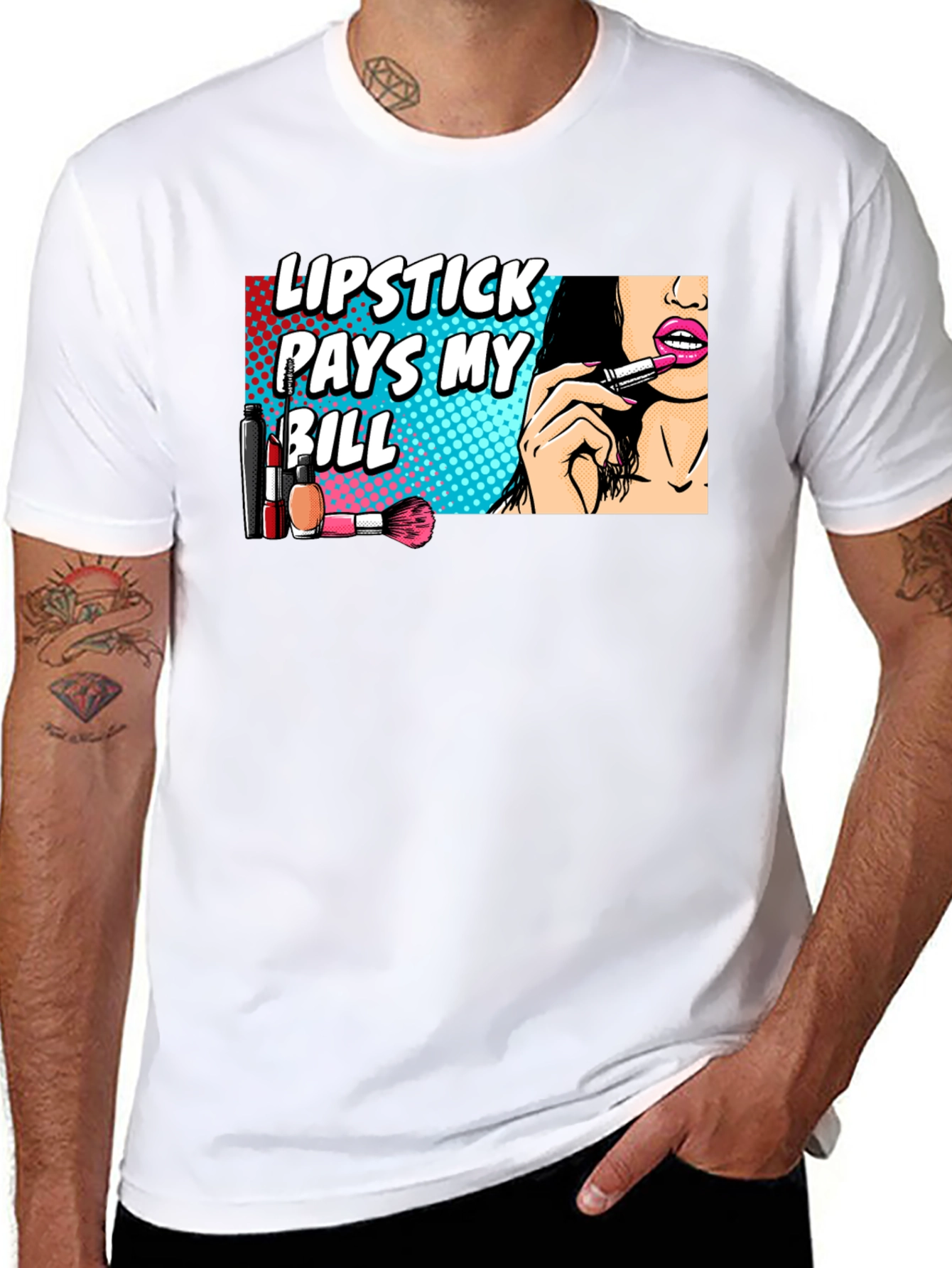 Lipstick Pays My Bill Black Graphic T-Shirt