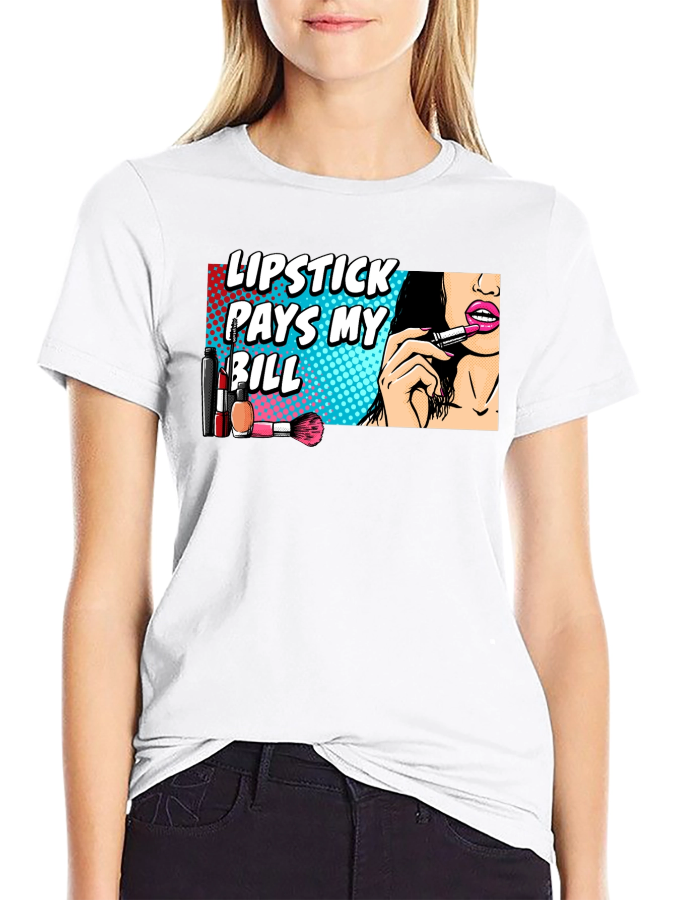 Lipstick Pays My Bill Black Graphic T-Shirt