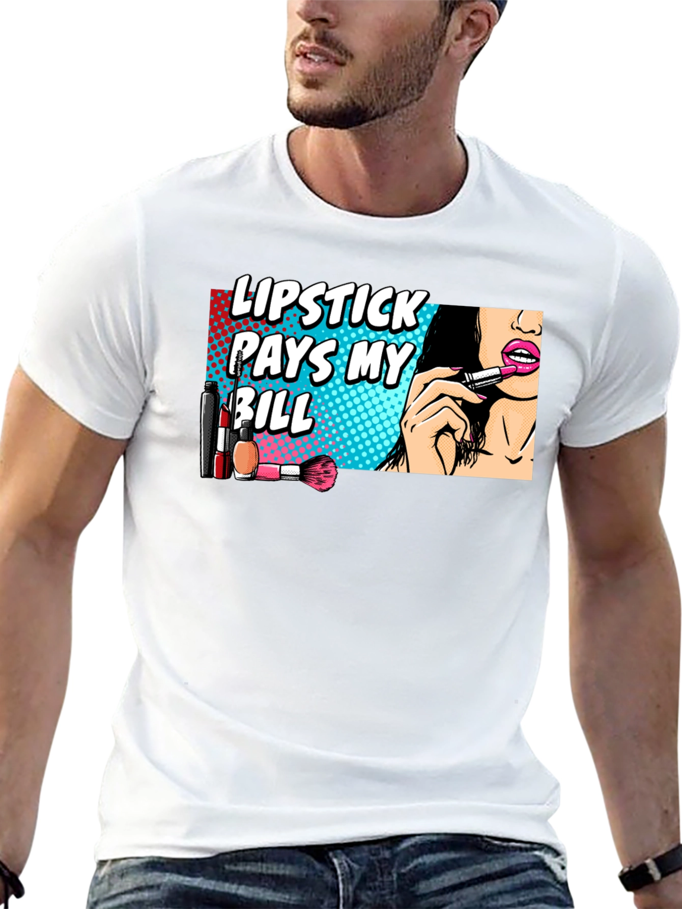 Lipstick Pays My Bill Black Graphic T-Shirt