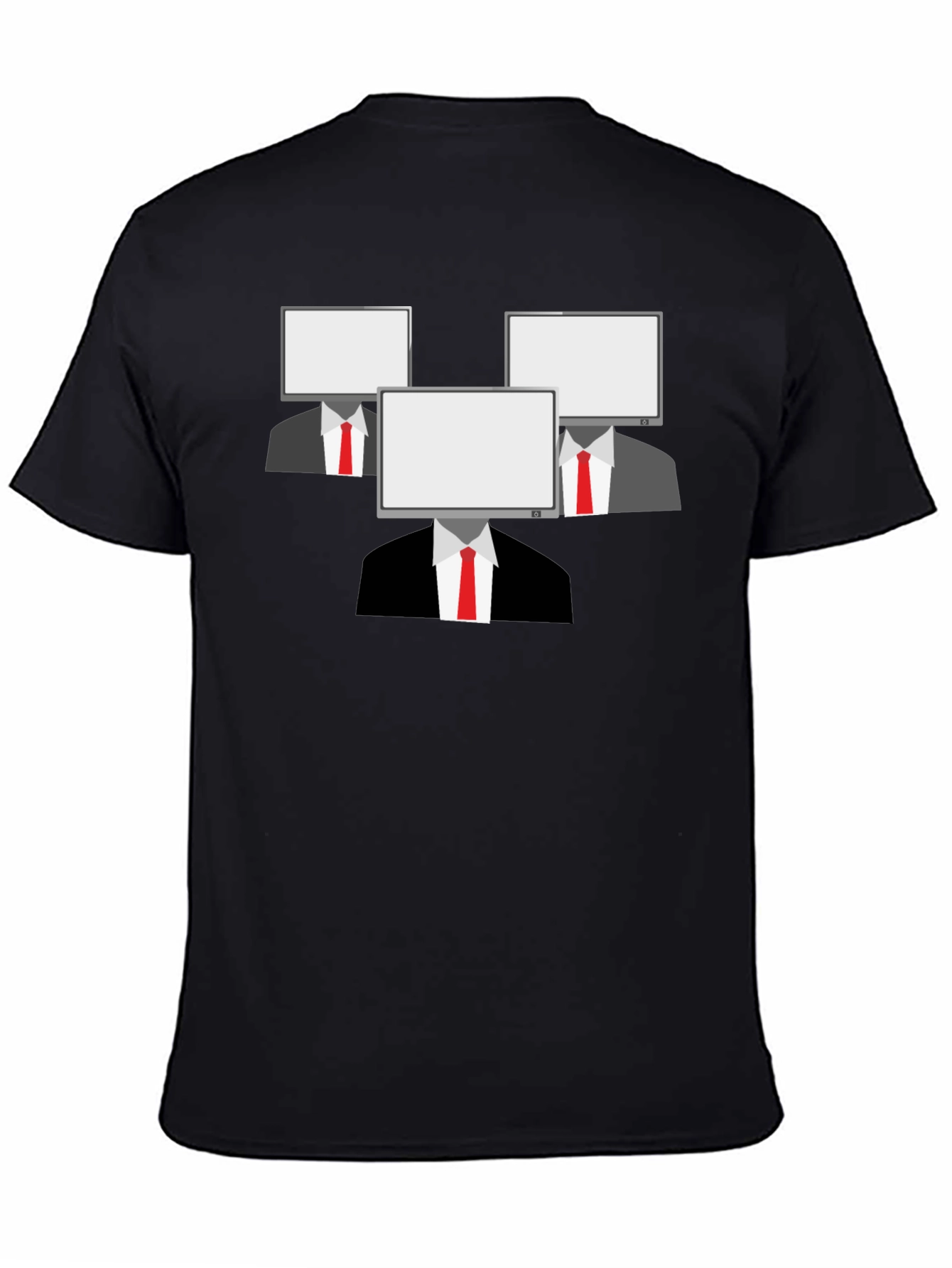 Monitor Head Mens Black Graphic T-Shirt