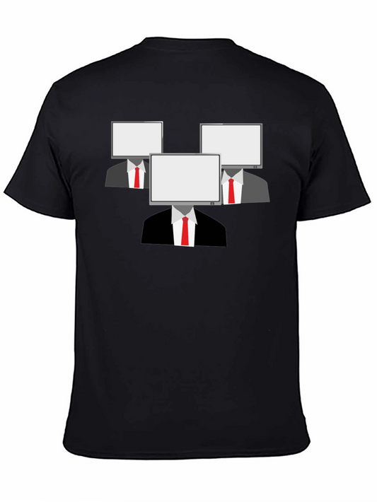 Monitor Head Mens Black Graphic T-Shirt