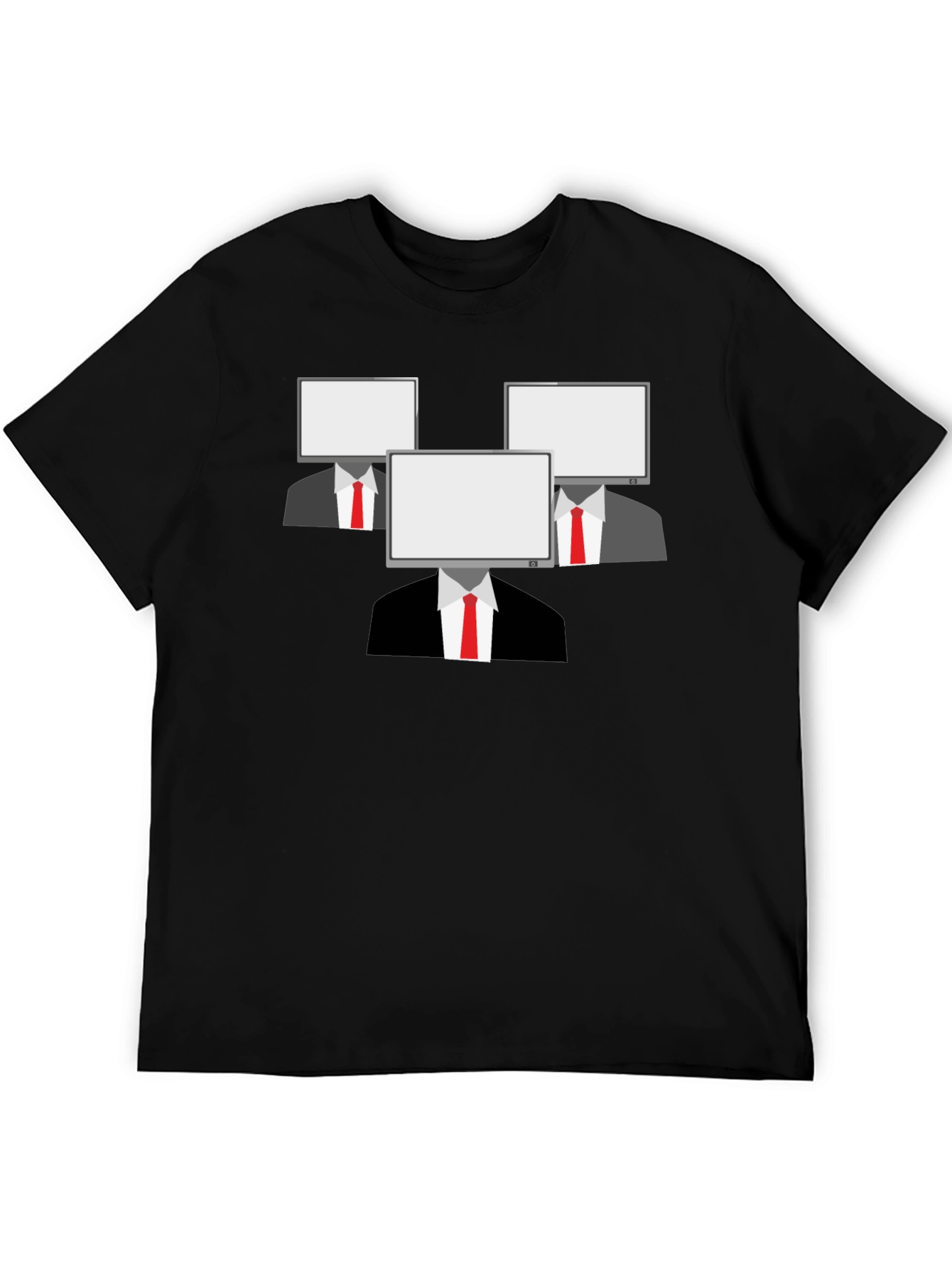 Monitor Head Mens Black Graphic T-Shirt
