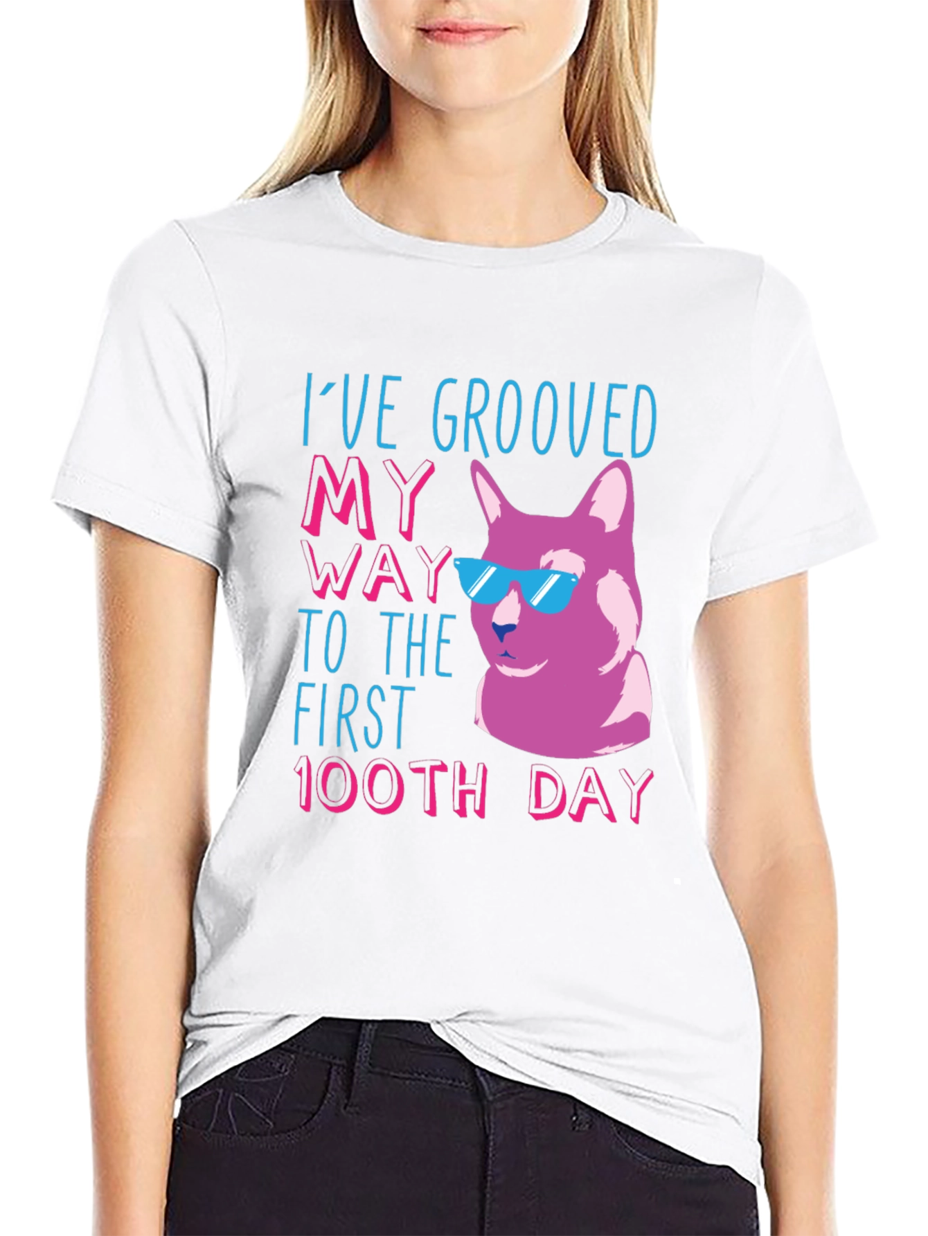 Groovy 100th Day Cat T-Shirt
