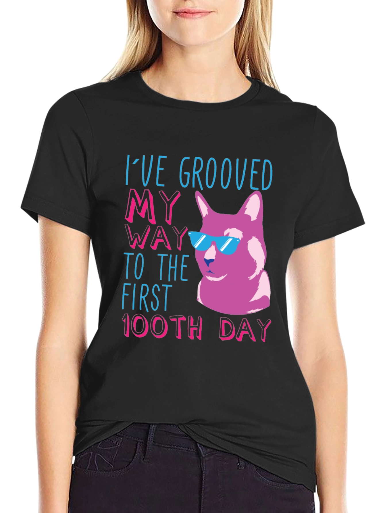 Groovy 100th Day Cat T-Shirt
