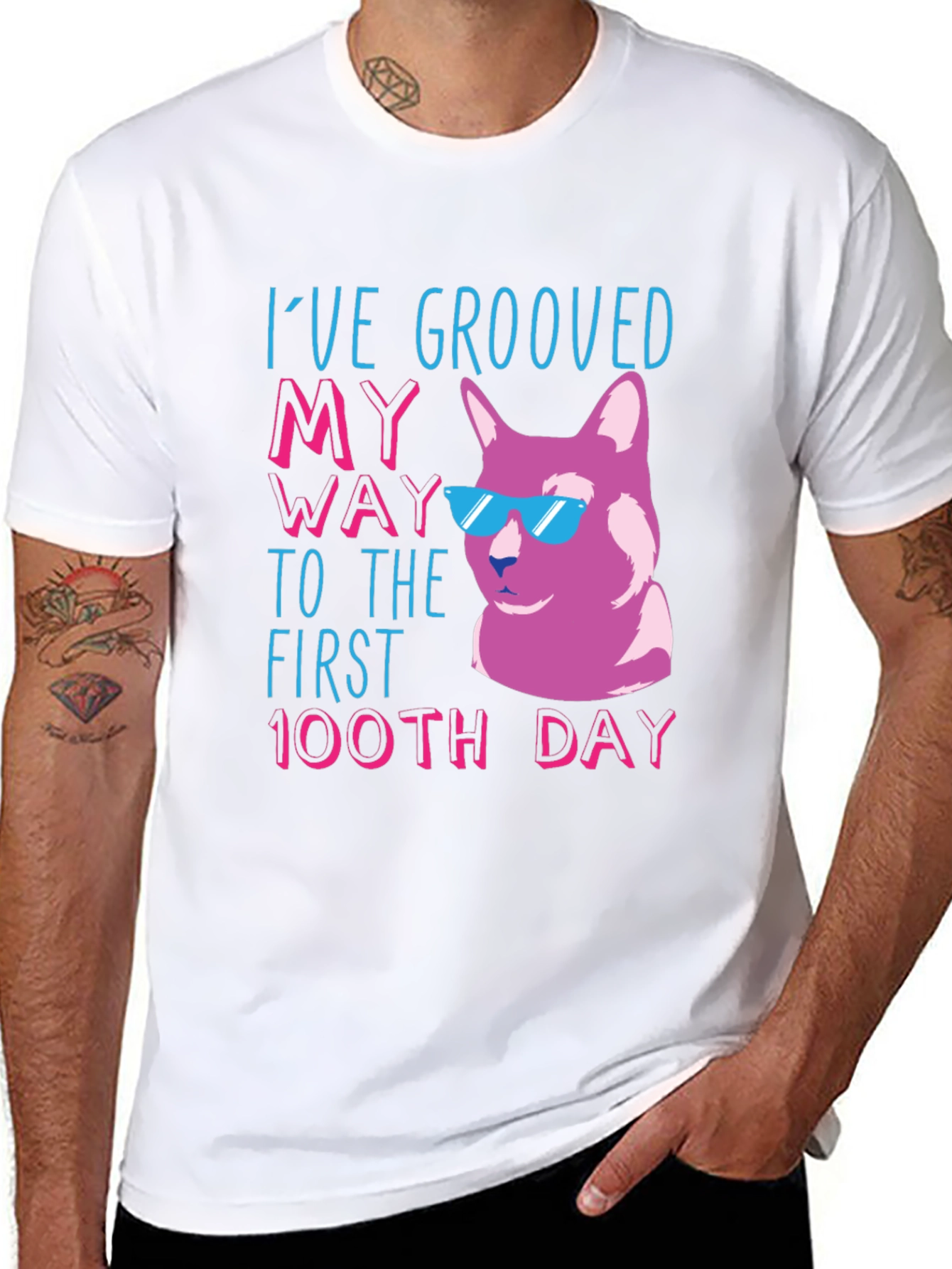Groovy 100th Day Cat T-Shirt