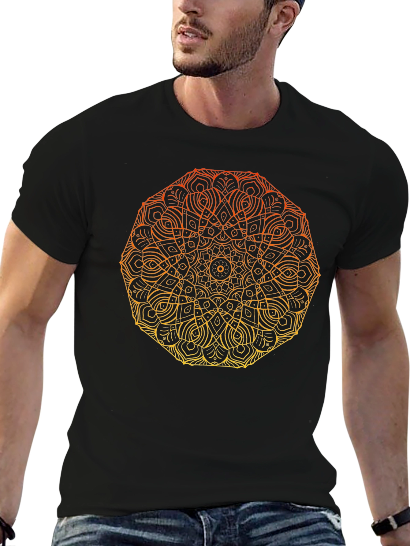 Mandala Graphic Mens Black T-Shirt
