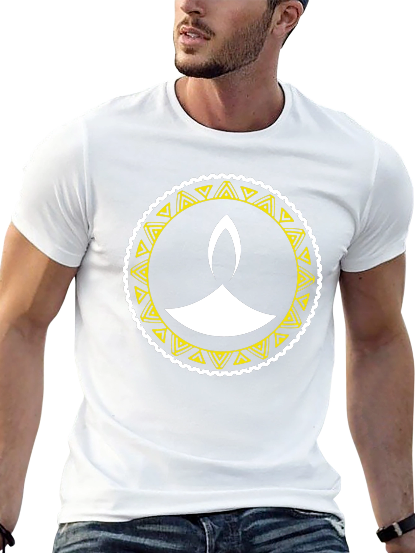 Diwali Lamp Graphic Tee - Black Cotton Blend