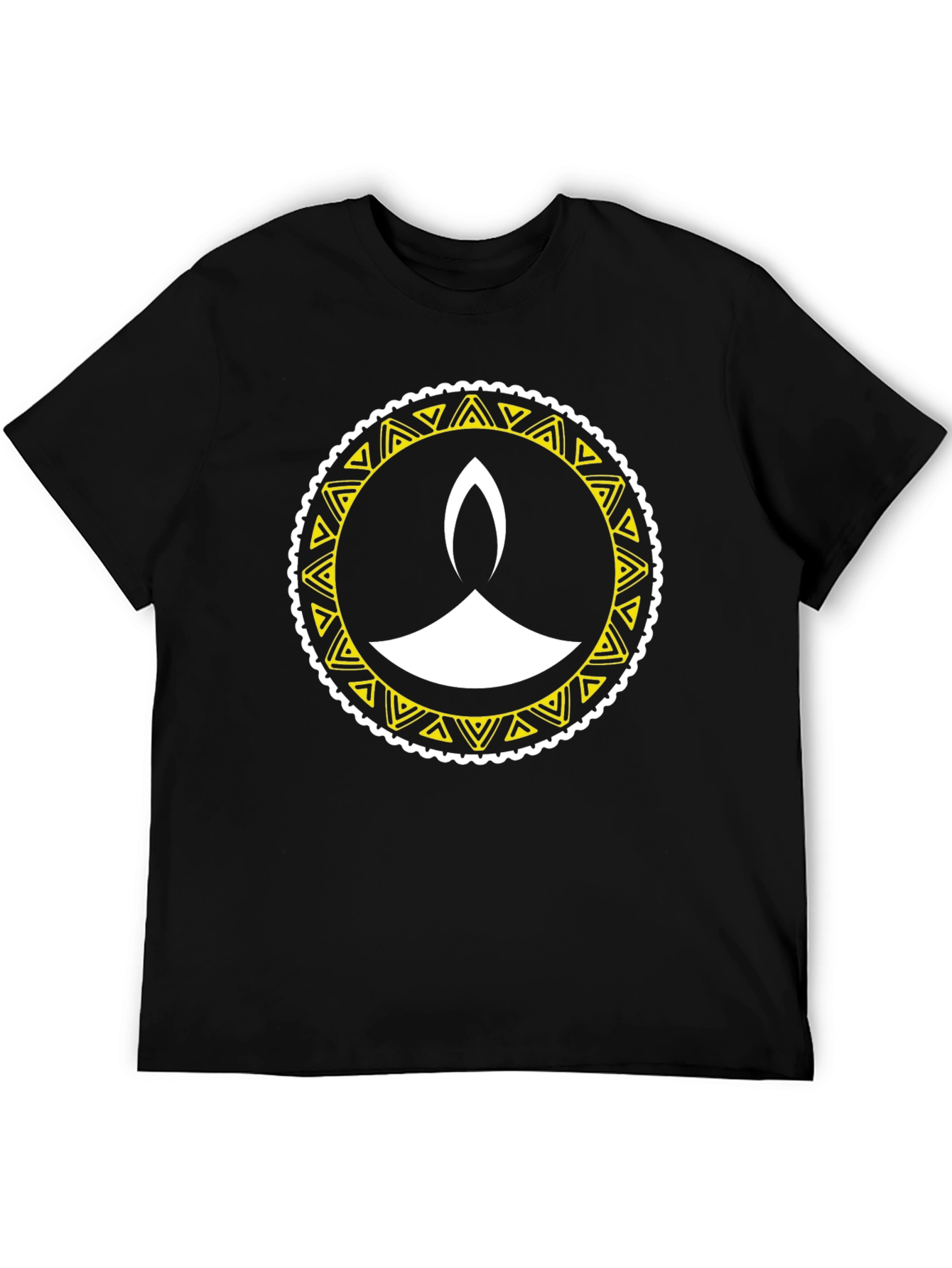 Diwali Lamp Graphic Tee - Black Cotton Blend