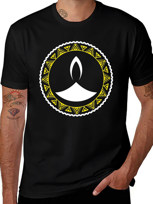 Diwali Lamp Graphic Tee - Black Cotton Blend
