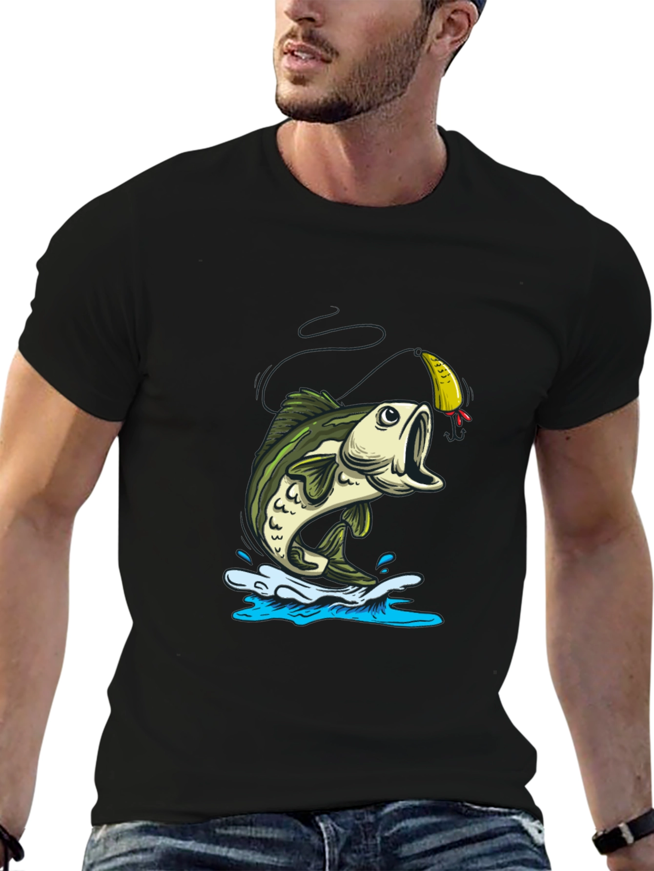 Bass Fishing Graphic T-Shirt - Angler Design