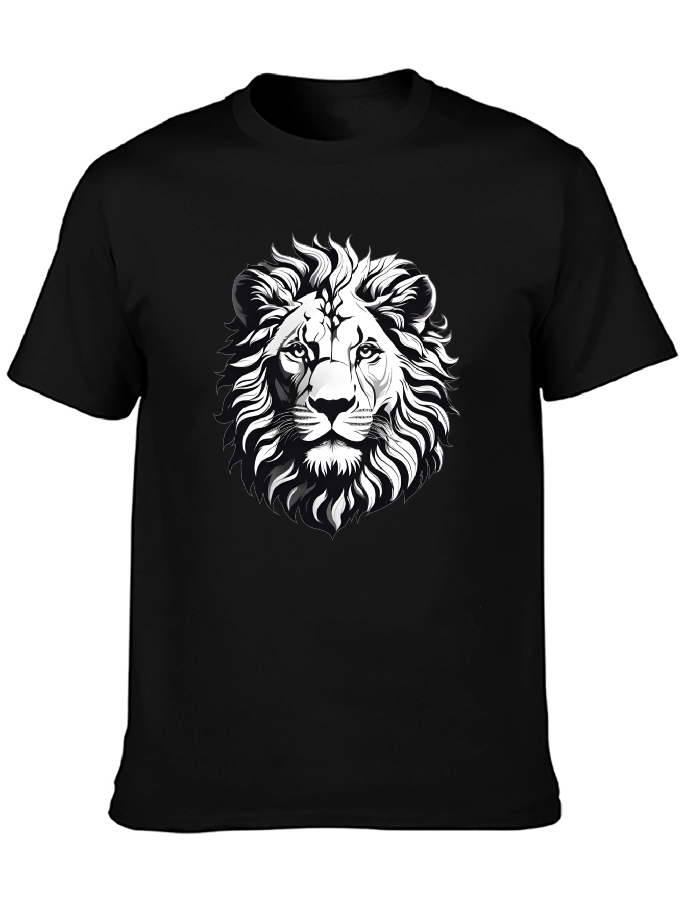 Lion Graphic Print Black T-Shirt