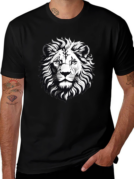 Lion Graphic Print Black T-Shirt