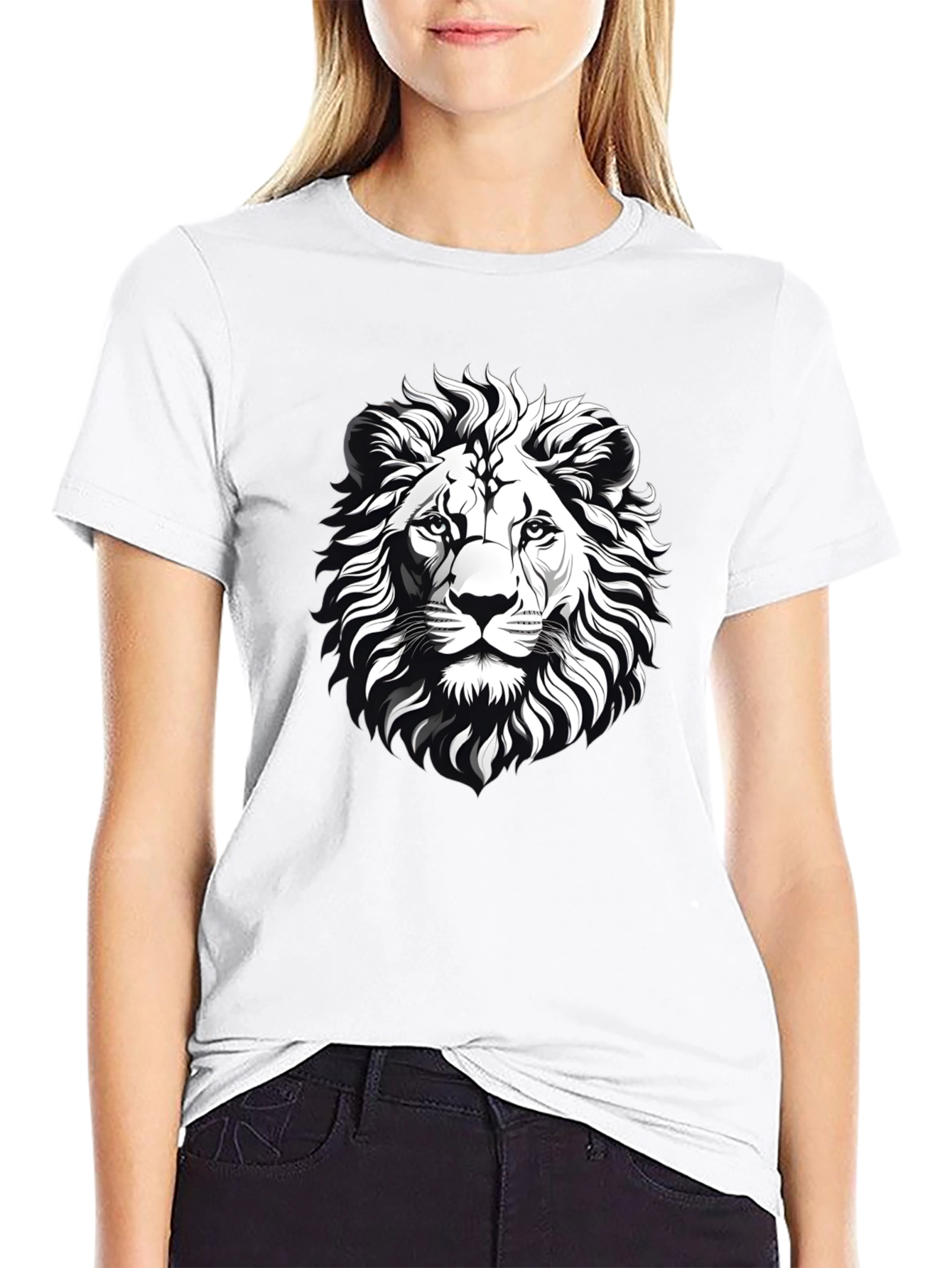 Lion Graphic Print Black T-Shirt