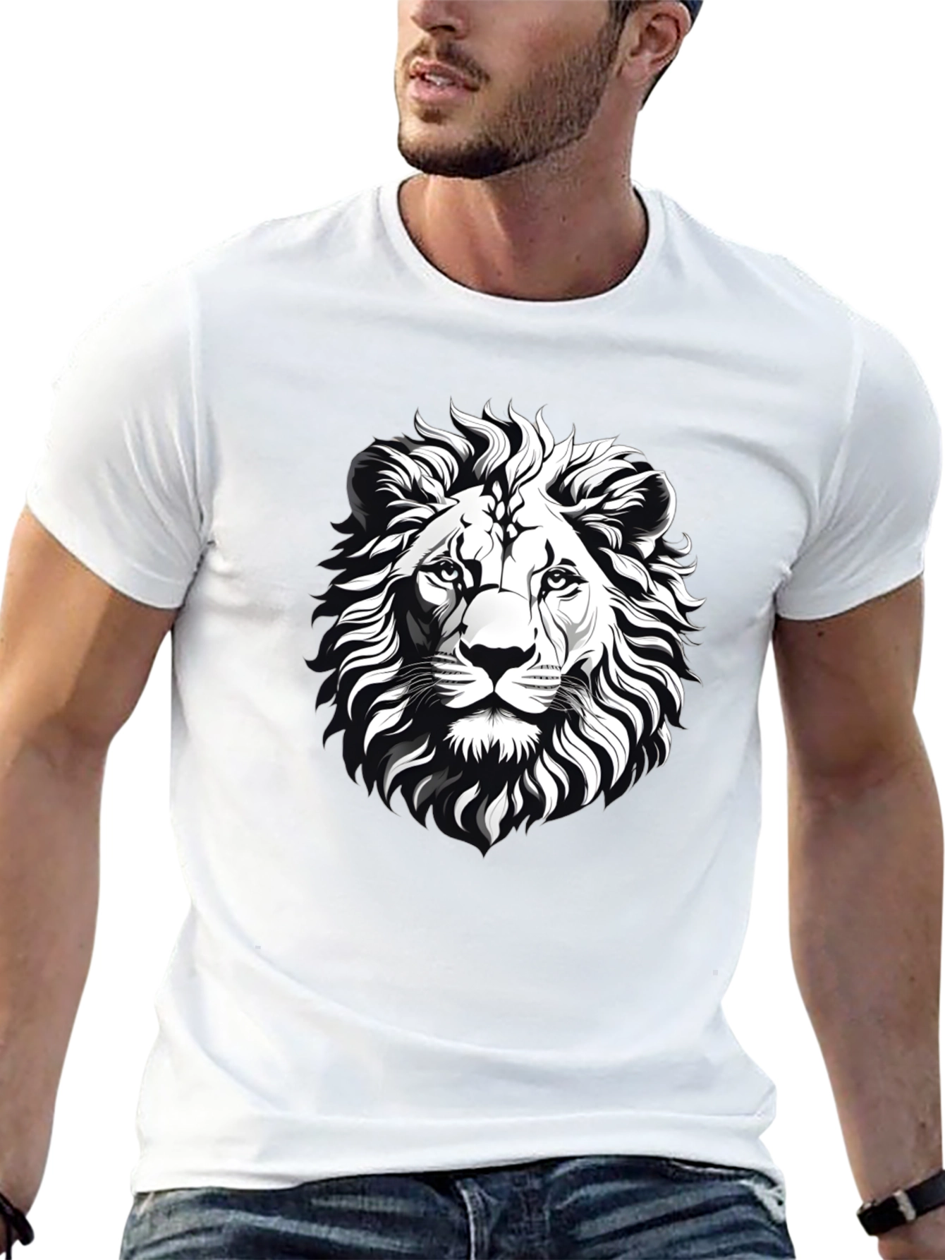 Lion Graphic Print Black T-Shirt