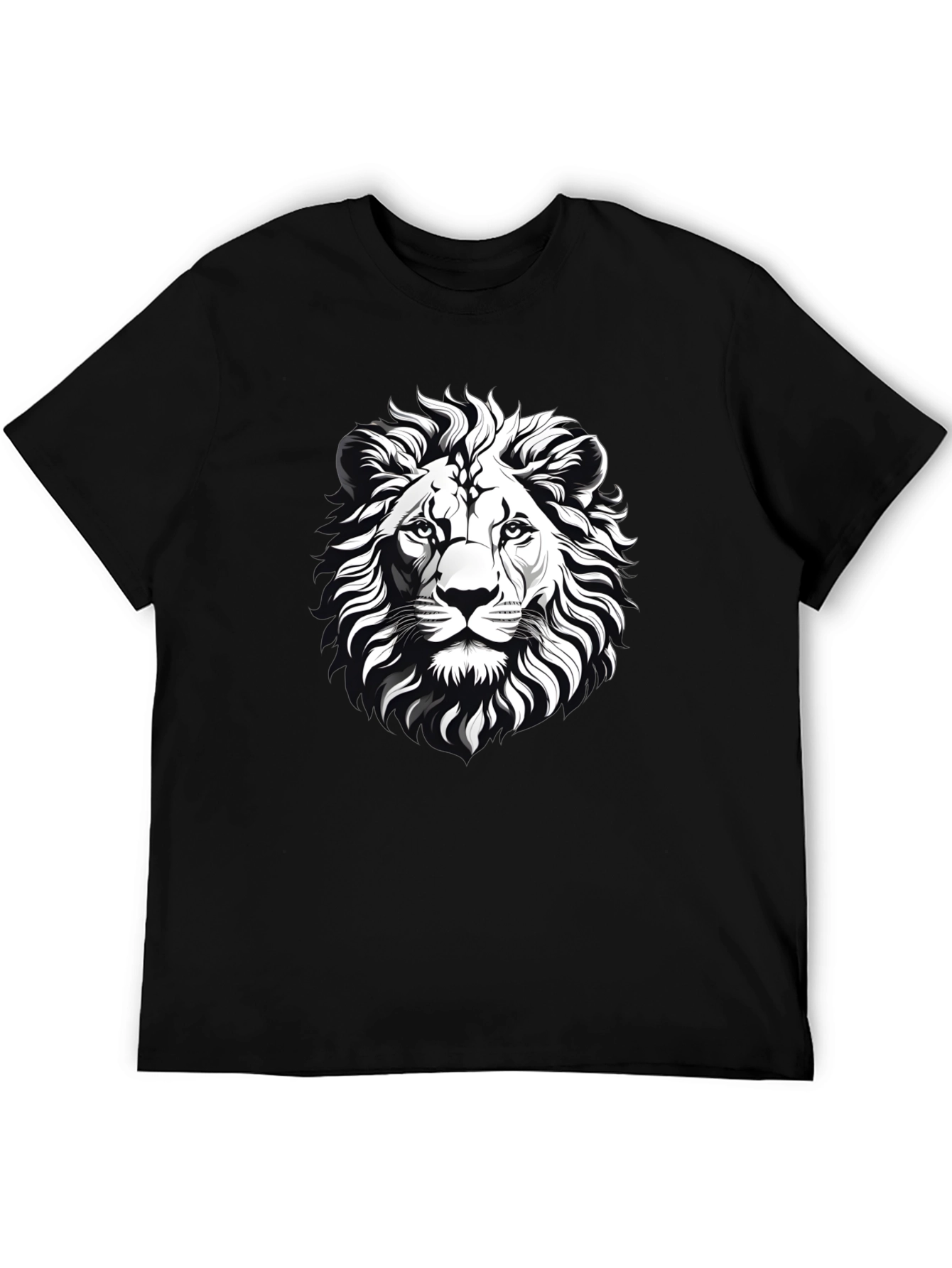 Lion Graphic Print Black T-Shirt