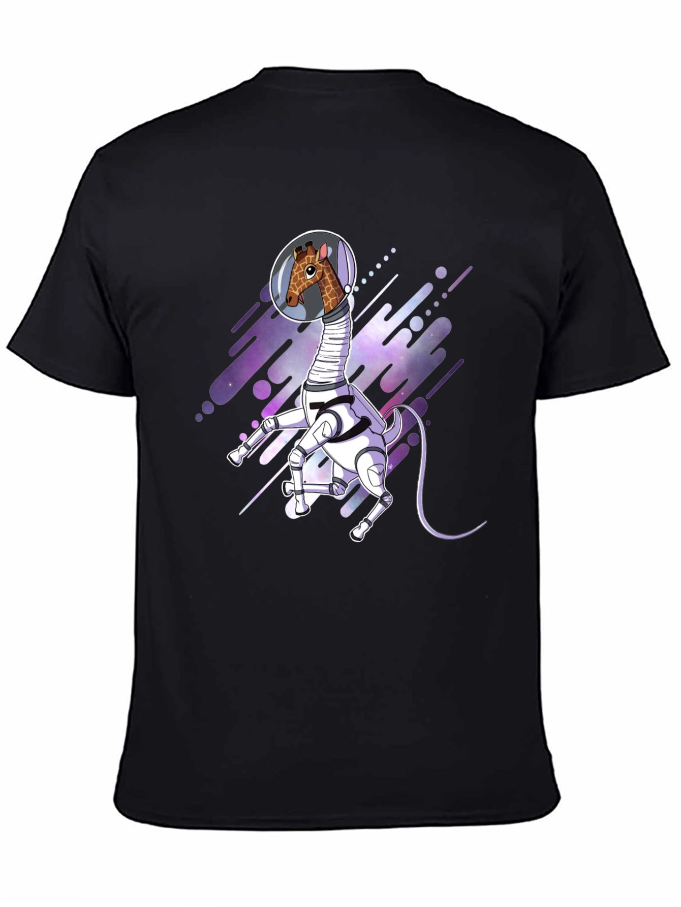 Giraffe Astronaut Black T-Shirt