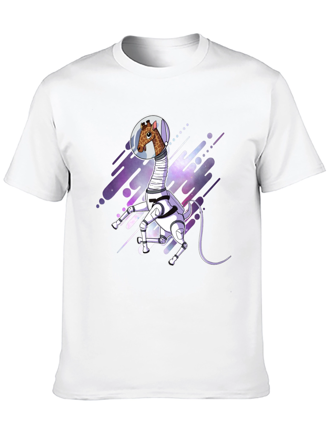 Giraffe Astronaut Black T-Shirt