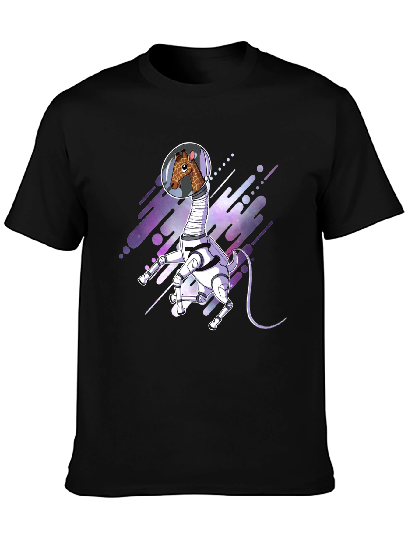 Giraffe Astronaut Black T-Shirt