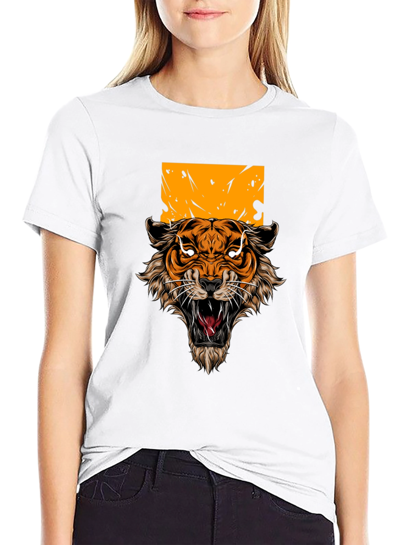 Tiger Graphic Print Black T-Shirt
