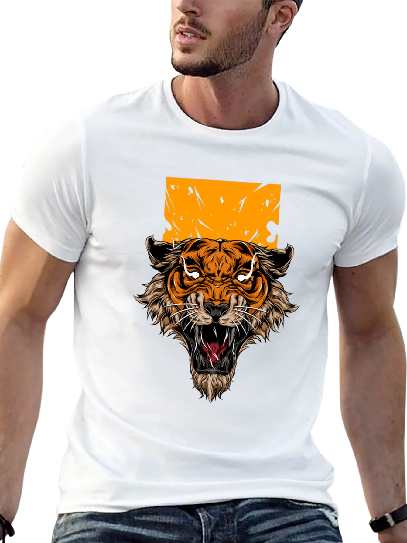 Tiger Graphic Print Black T-Shirt