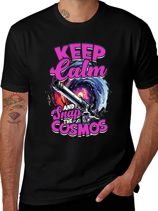 Keep Calm and Snap the Cosmos Black T-Shirt