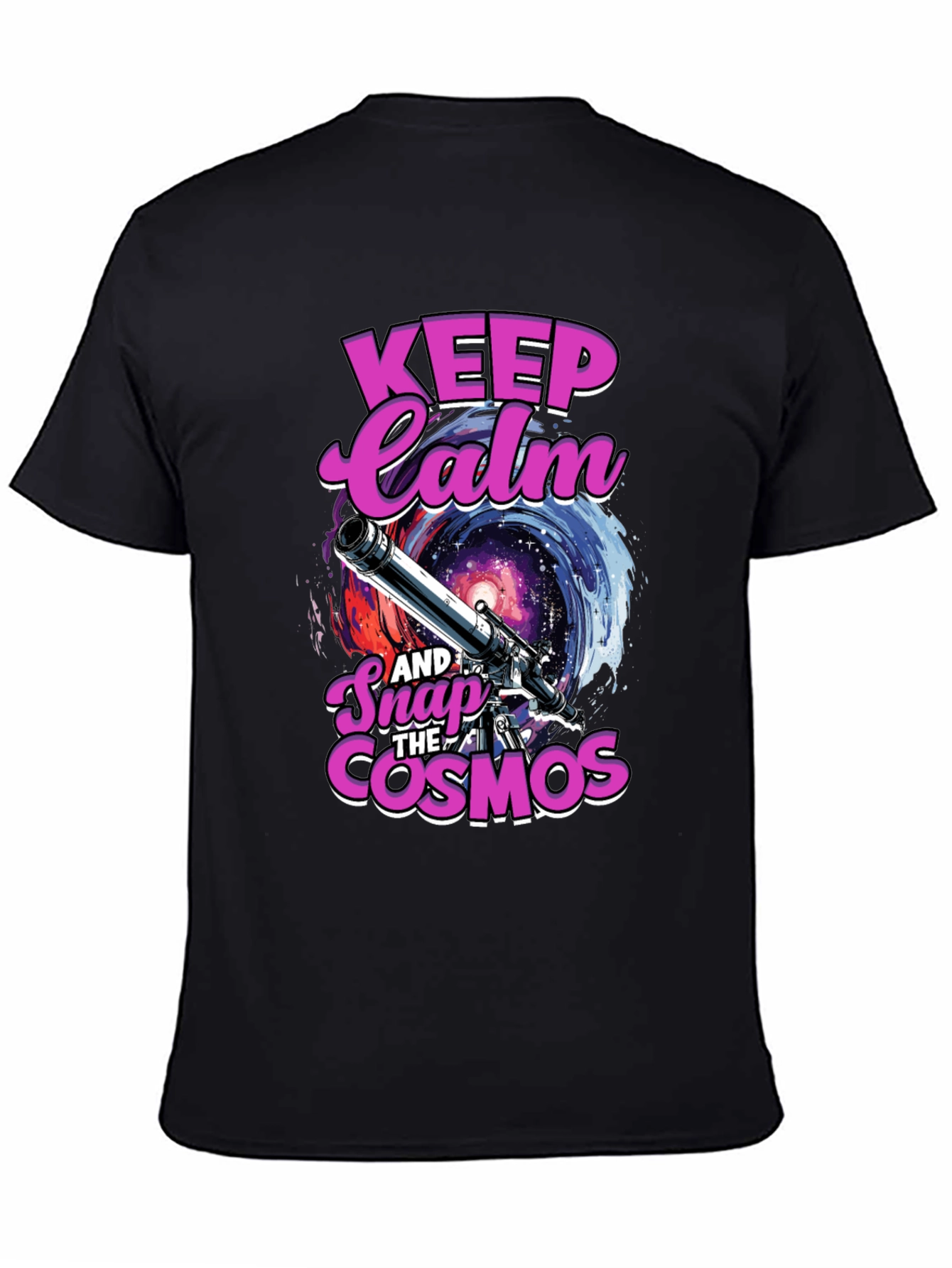 Keep Calm and Snap the Cosmos Black T-Shirt