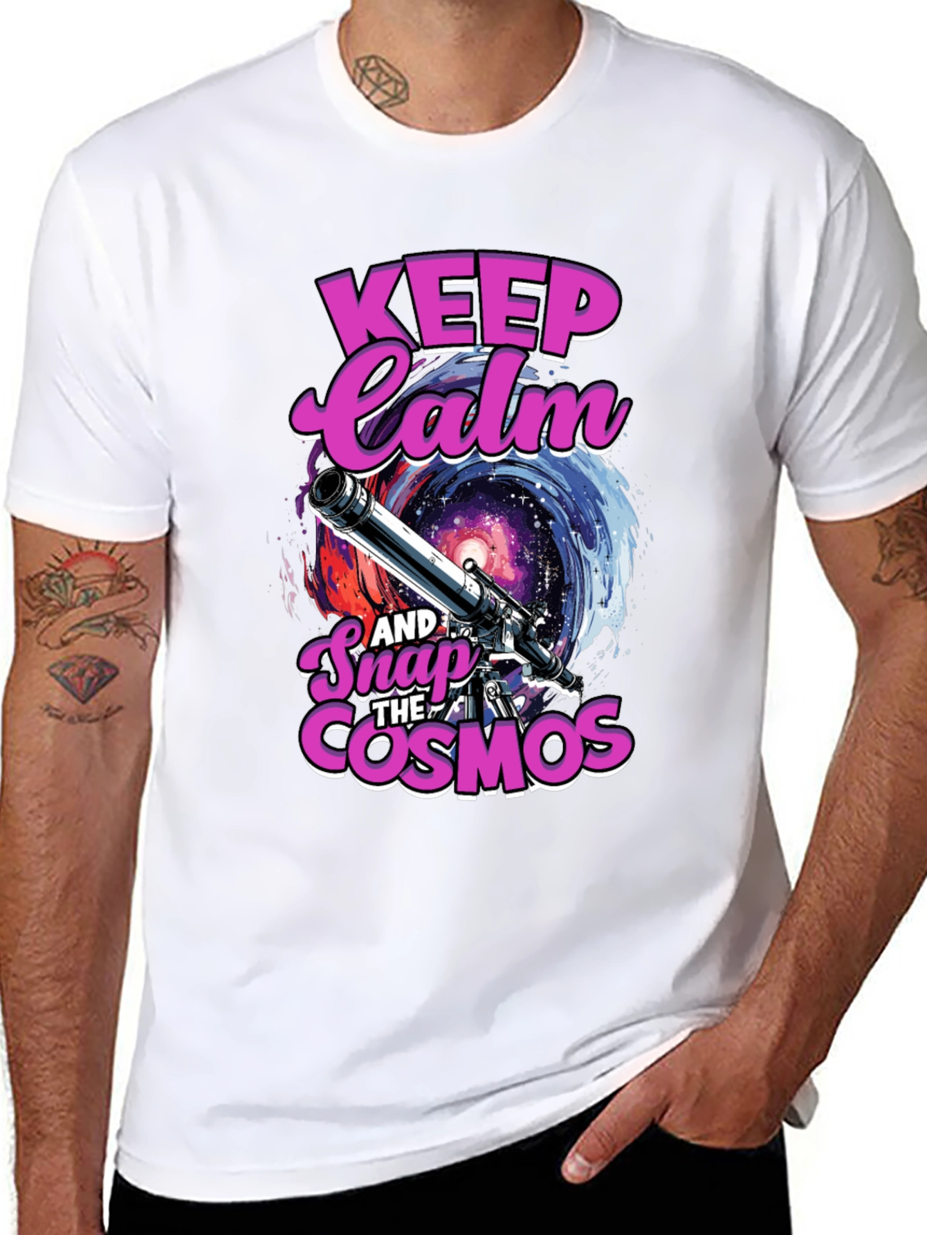 Keep Calm and Snap the Cosmos Black T-Shirt