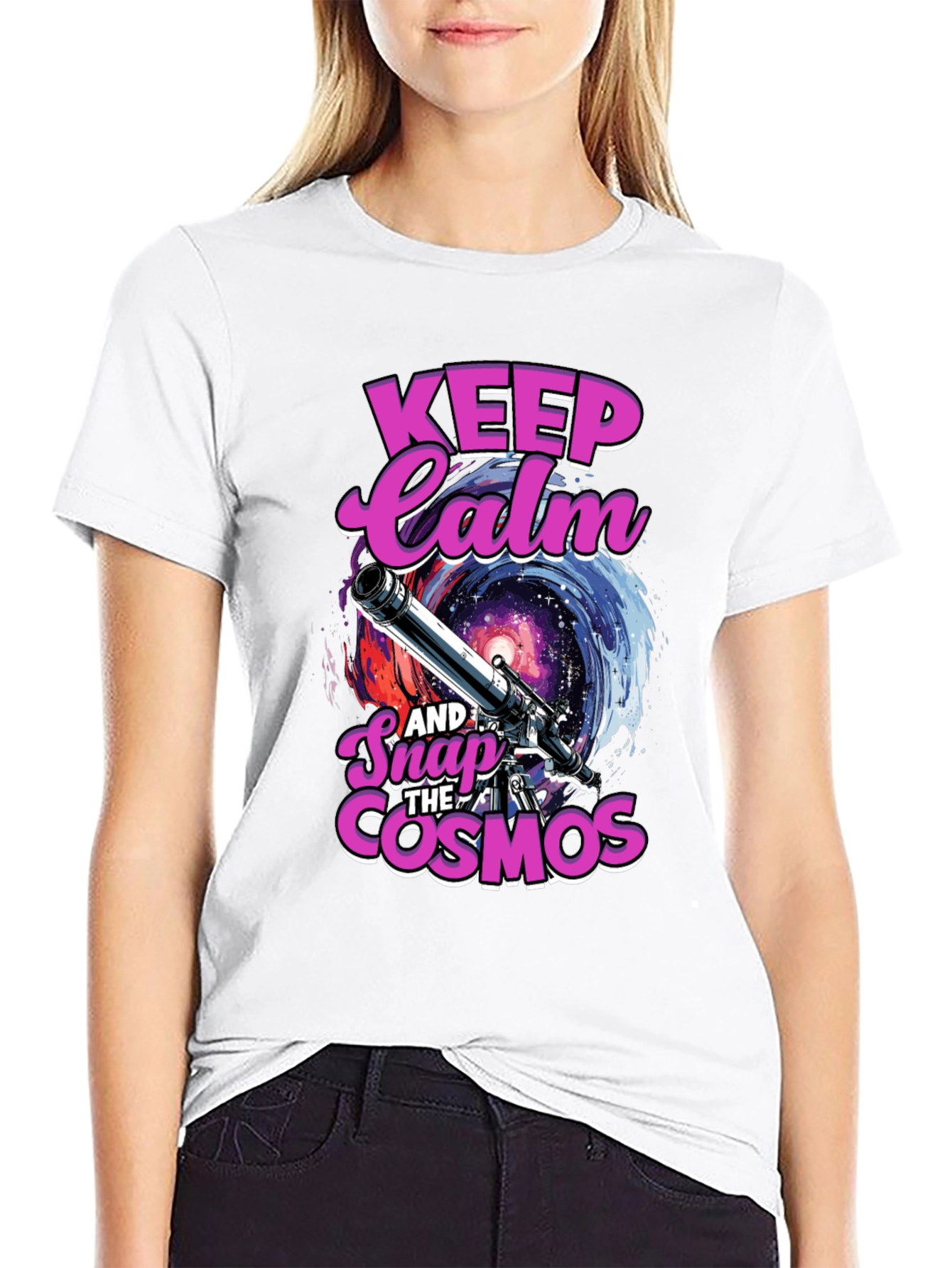 Keep Calm and Snap the Cosmos Black T-Shirt