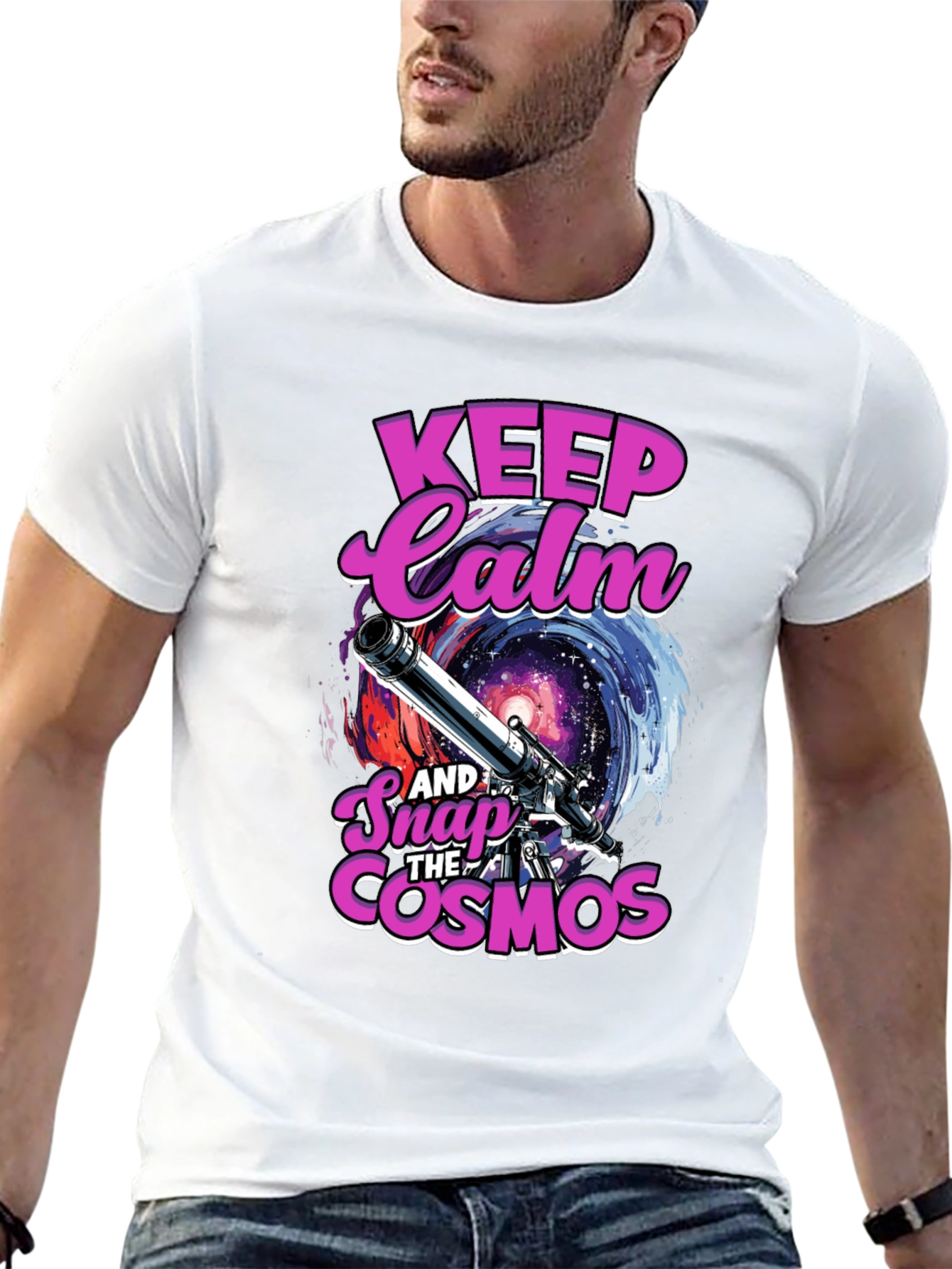 Keep Calm and Snap the Cosmos Black T-Shirt