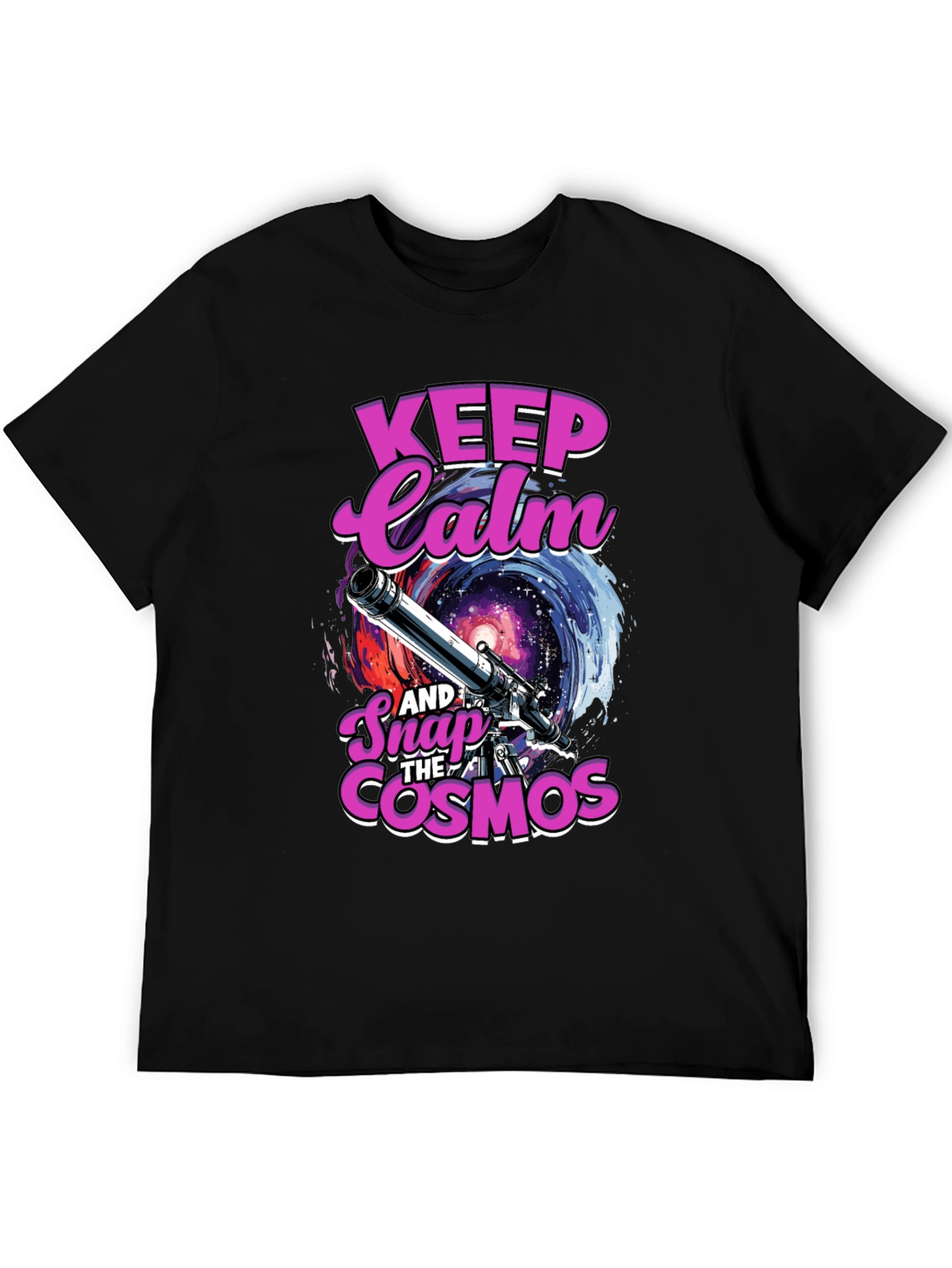 Keep Calm and Snap the Cosmos Black T-Shirt
