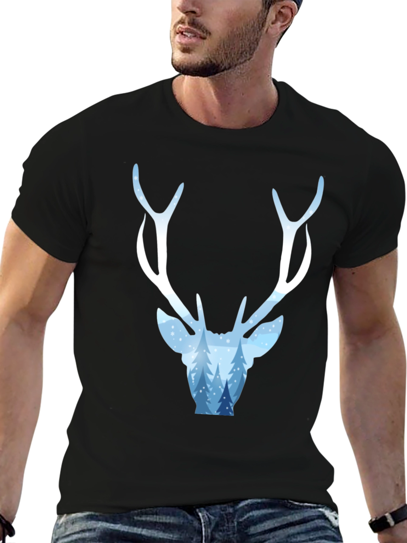 Winter Deer Graphic Tee - Stylish Holiday Apparel