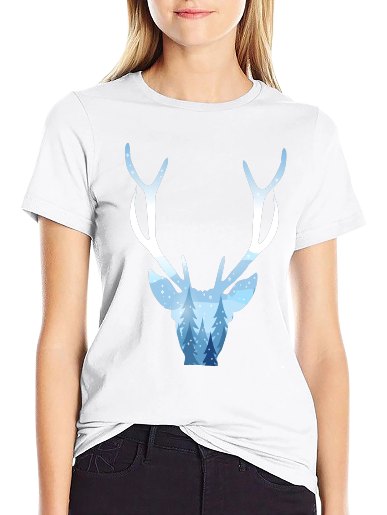 Winter Deer Graphic Tee - Stylish Holiday Apparel