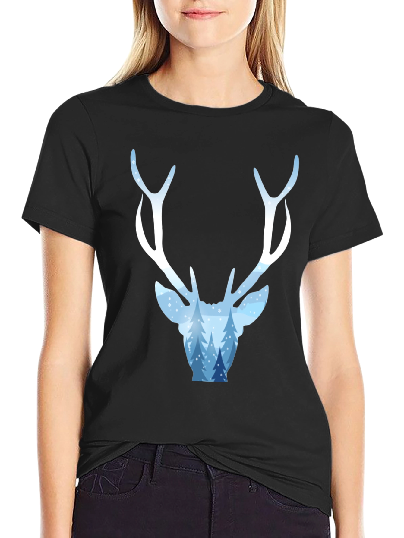 Winter Deer Graphic Tee - Stylish Holiday Apparel