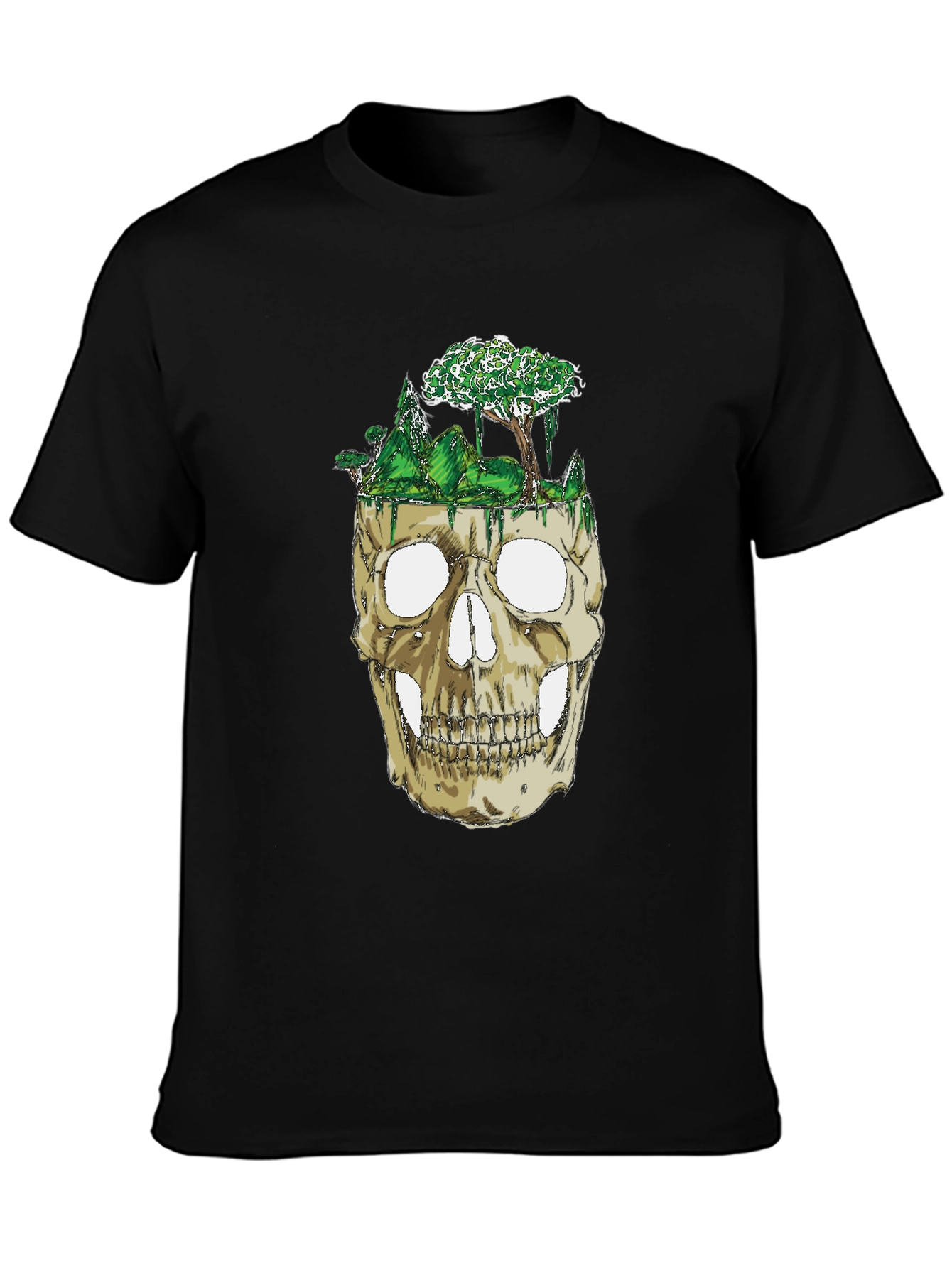 Skull & Nature Graphic Tee - Unique Design