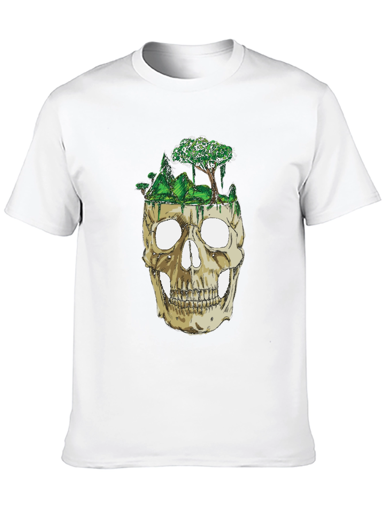 Skull & Nature Graphic Tee - Unique Design