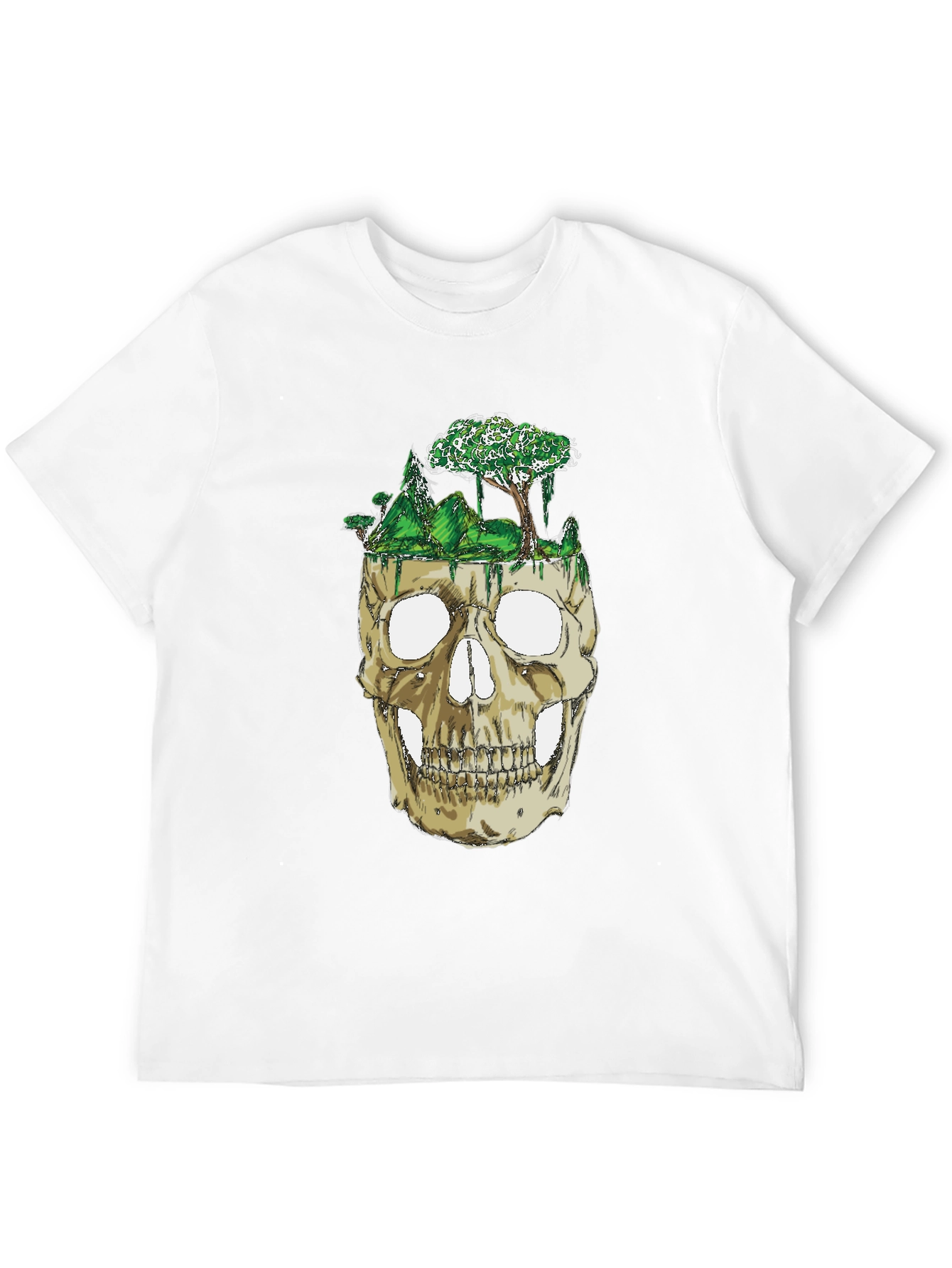 Skull & Nature Graphic Tee - Unique Design