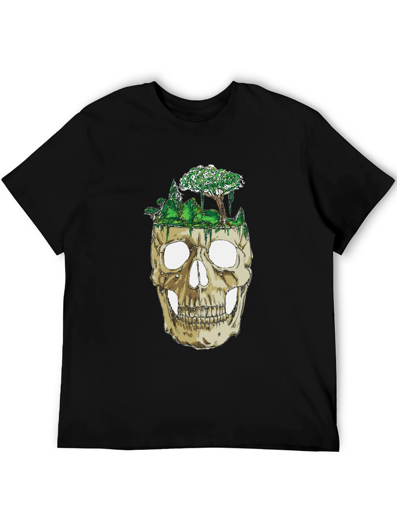 Skull & Nature Graphic Tee - Unique Design