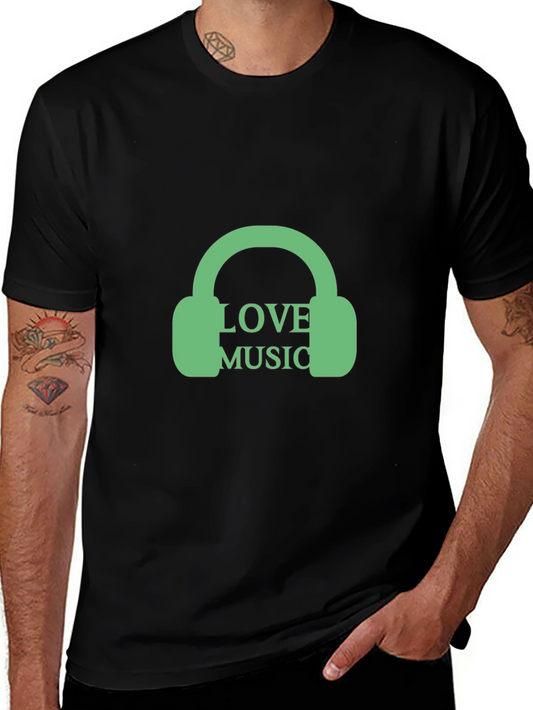 Love Music Graphic Tee - Trendy Black T-Shirt