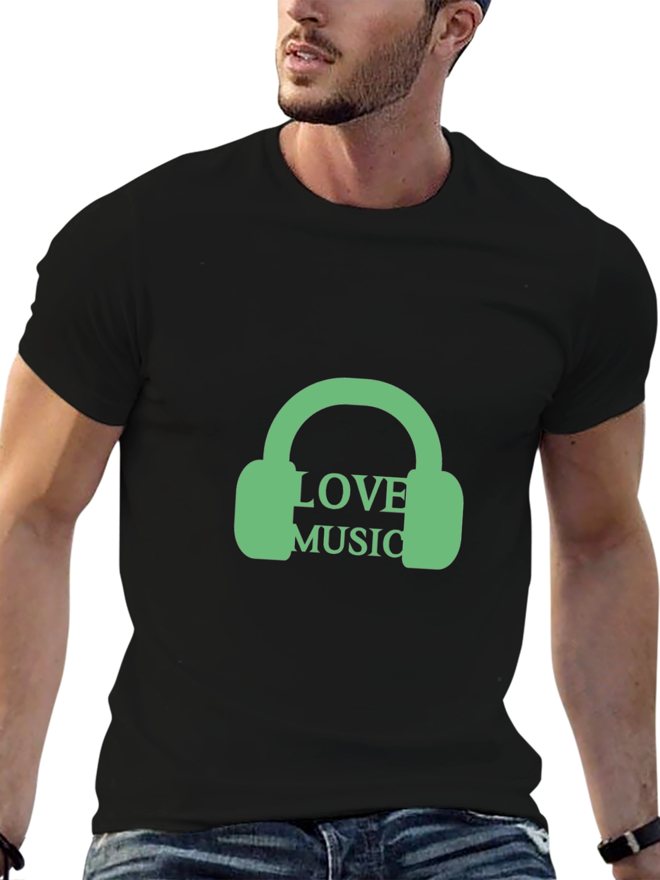 Love Music Graphic Tee - Trendy Black T-Shirt