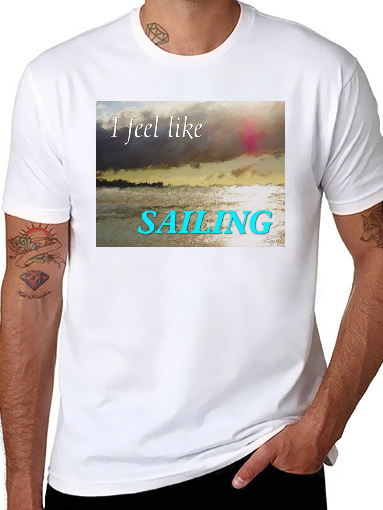 Sailing T-Shirt - Black Crew Neck