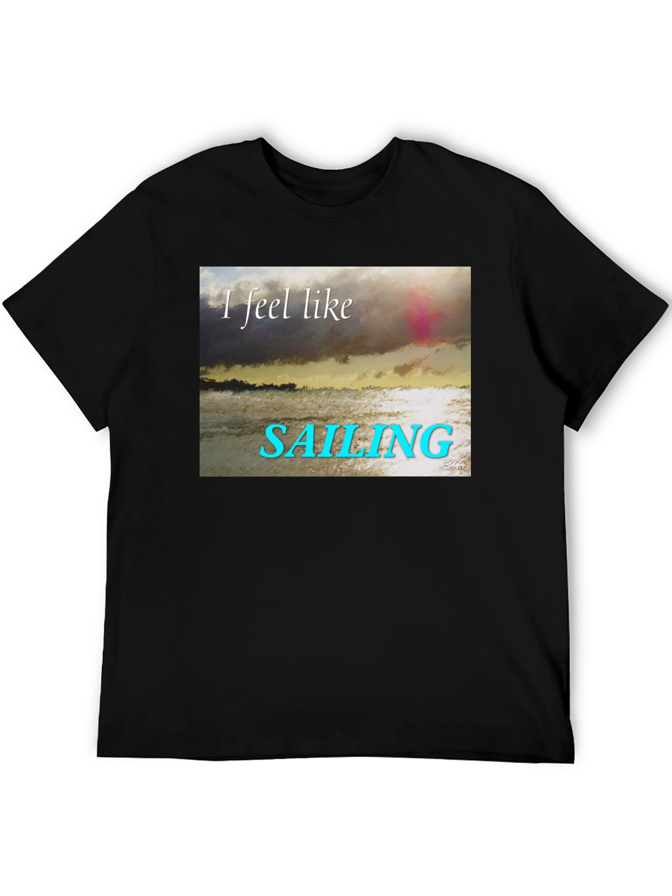 Sailing T-Shirt - Black Crew Neck