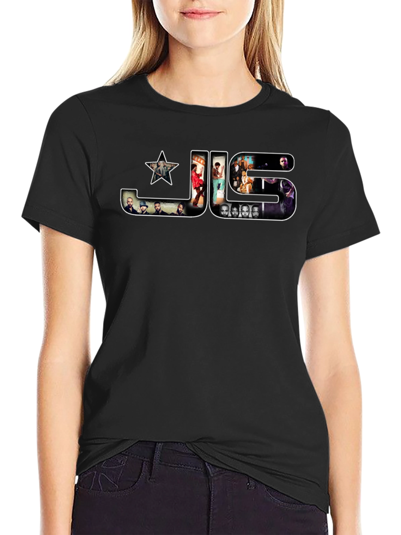 Black JLS Band Graphic Print T-Shirt