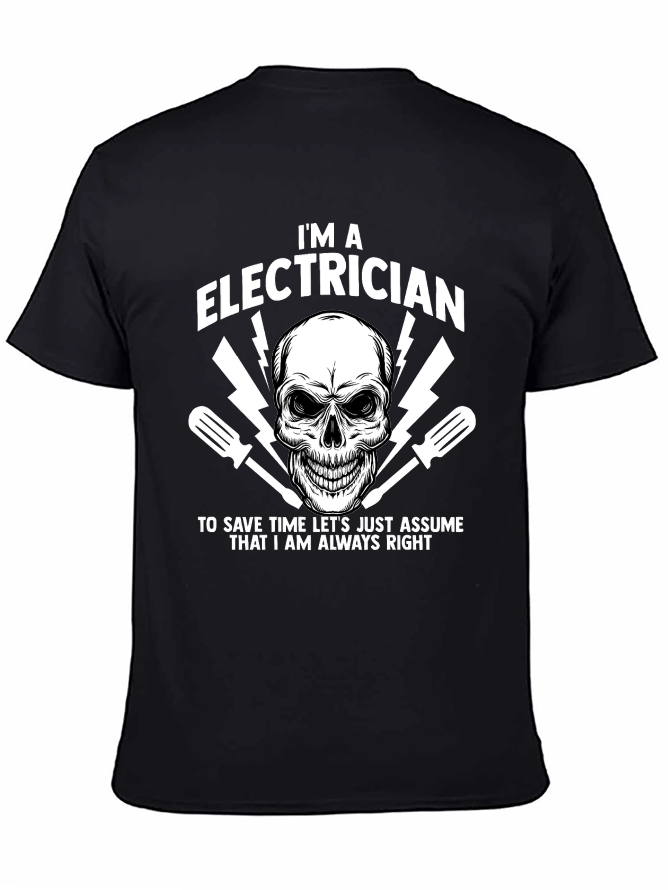 Electrician Skull Graphic T-Shirt