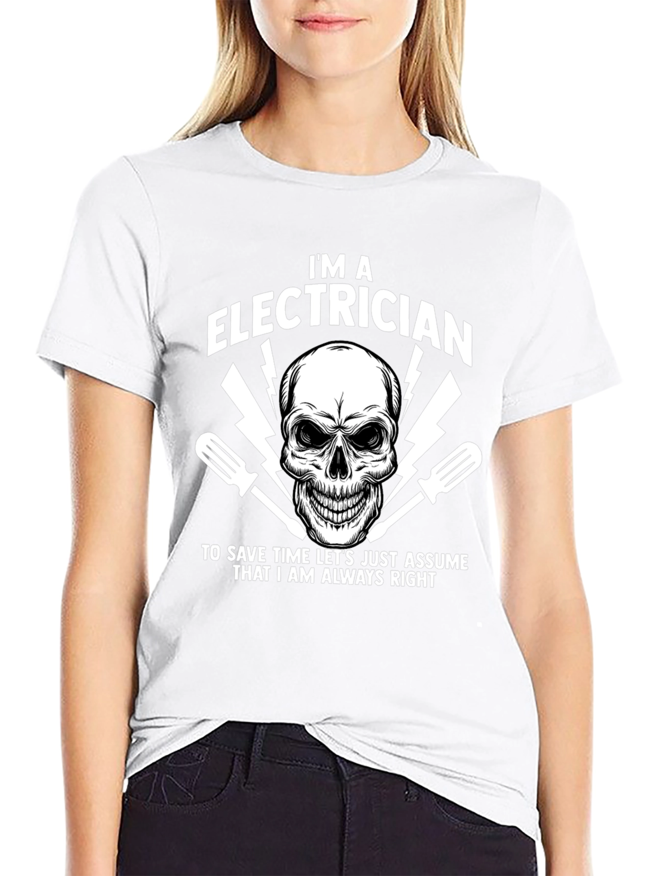 Electrician Skull Graphic T-Shirt